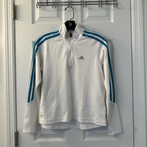 Blue Stripes White Adidas Track Pullover Jacket - Picture 1 of 9